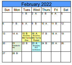 District School Academic Calendar for North Park School for February 2022