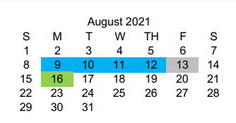 District School Academic Calendar for Wellington High School for August 2021