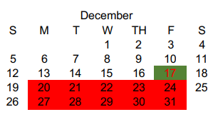 District School Academic Calendar for Wellington High School for December 2021