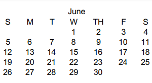 District School Academic Calendar for Wellington Junior High for June 2022