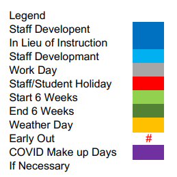 District School Academic Calendar Legend for Wellington High School