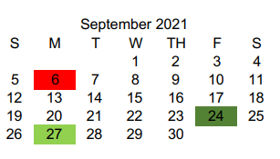 District School Academic Calendar for Wellington Elementary for September 2021
