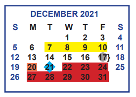 District School Academic Calendar for Central Middle School for December 2021