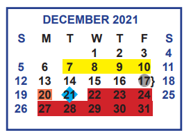 District School Academic Calendar for Mary Hoge Middle School for December 2021