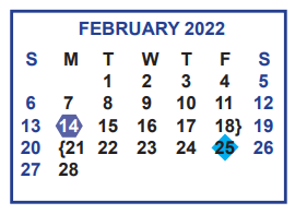 District School Academic Calendar for A N Rico Elementary for February 2022