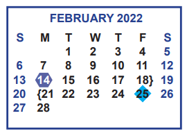 District School Academic Calendar for Central Middle School for February 2022