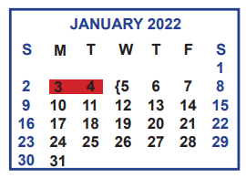 District School Academic Calendar for Airport Elementary for January 2022