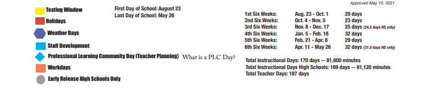 District School Academic Calendar Key for Central Middle School