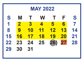 District School Academic Calendar for Ybarra Elementary for May 2022