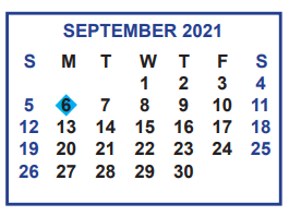 District School Academic Calendar for Cuellar Middle School for September 2021