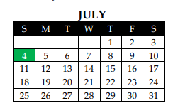 District School Academic Calendar for Challenge Academy for July 2021