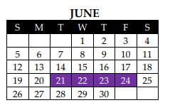 District School Academic Calendar for Brookhaven Youth Ranch for June 2022