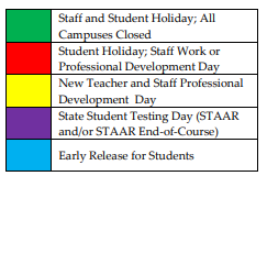 District School Academic Calendar Legend for Challenge Academy