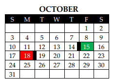 District School Academic Calendar for West High School for October 2021