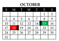 District School Academic Calendar for Challenge Academy for October 2021