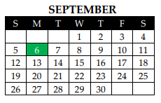 District School Academic Calendar for West Elementary for September 2021