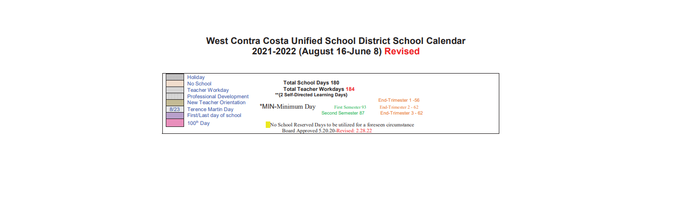 District School Academic Calendar Key for Transition Learning Center