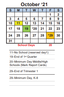 District School Academic Calendar for Collins Elementary for October 2021