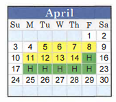 District School Academic Calendar for Hardin Co Alter Ed for April 2022