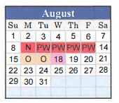 District School Academic Calendar for West Hardin Middle School for August 2021