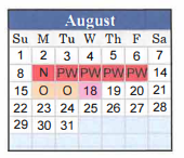 District School Academic Calendar for Hardin Co Alter Ed for August 2021