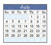 District School Academic Calendar for West Hardin Elementary for July 2021
