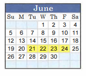 District School Academic Calendar for Hardin Co Alter Ed for June 2022