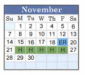 District School Academic Calendar for Hardin Co Alter Ed for November 2021