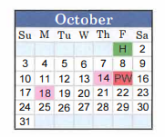 District School Academic Calendar for Hardin Co Alter Ed for October 2021