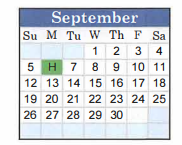 District School Academic Calendar for Hardin Co Alter Ed for September 2021