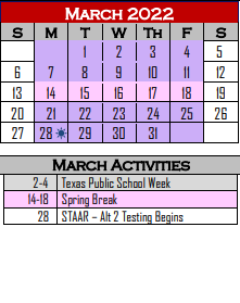 District School Academic Calendar for Kennedy El for March 2022