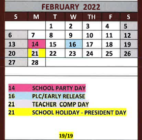 District School Academic Calendar for White Oak High School for February 2022