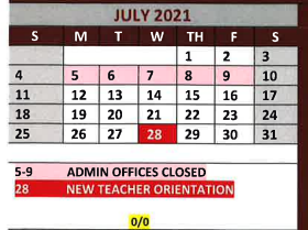 District School Academic Calendar for White Oak High School for July 2021