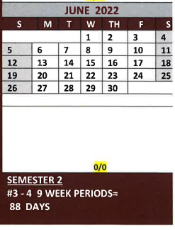 District School Academic Calendar for White Oak Intermediate for June 2022