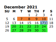 District School Academic Calendar for Whitehouse H S for December 2021