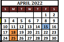 District School Academic Calendar for Grayson Co J J A E P for April 2022