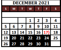 District School Academic Calendar for Whitesboro High School for December 2021
