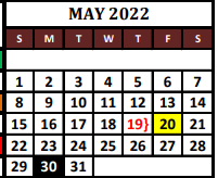 District School Academic Calendar for Hayes Primary School for May 2022