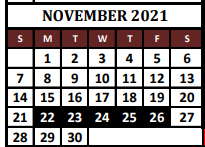 District School Academic Calendar for Whitesboro Middle for November 2021