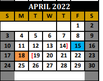 District School Academic Calendar for Whitewright Daep for April 2022