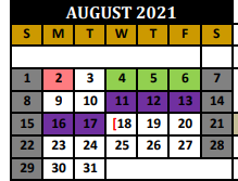 District School Academic Calendar for Whitewright Elementary for August 2021