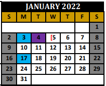 District School Academic Calendar for Whitewright Middle for January 2022