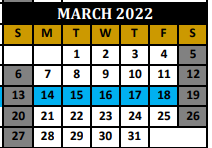 District School Academic Calendar for Whitewright Middle for March 2022