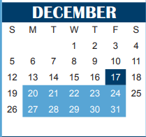 District School Academic Calendar for Bonham Elementary for December 2021