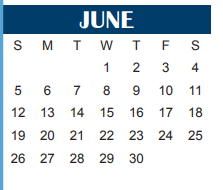 District School Academic Calendar for Huey Elementary for June 2022