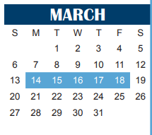 District School Academic Calendar for Mcniel Junior High for March 2022