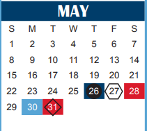 District School Academic Calendar for Wichita County Juvenile Justice Ae for May 2022