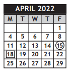 District School Academic Calendar for Gammon Elem for April 2022