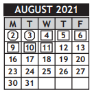 District School Academic Calendar for Cleaveland Traditional Magnet Elementary for August 2021