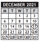 District School Academic Calendar for South High for December 2021